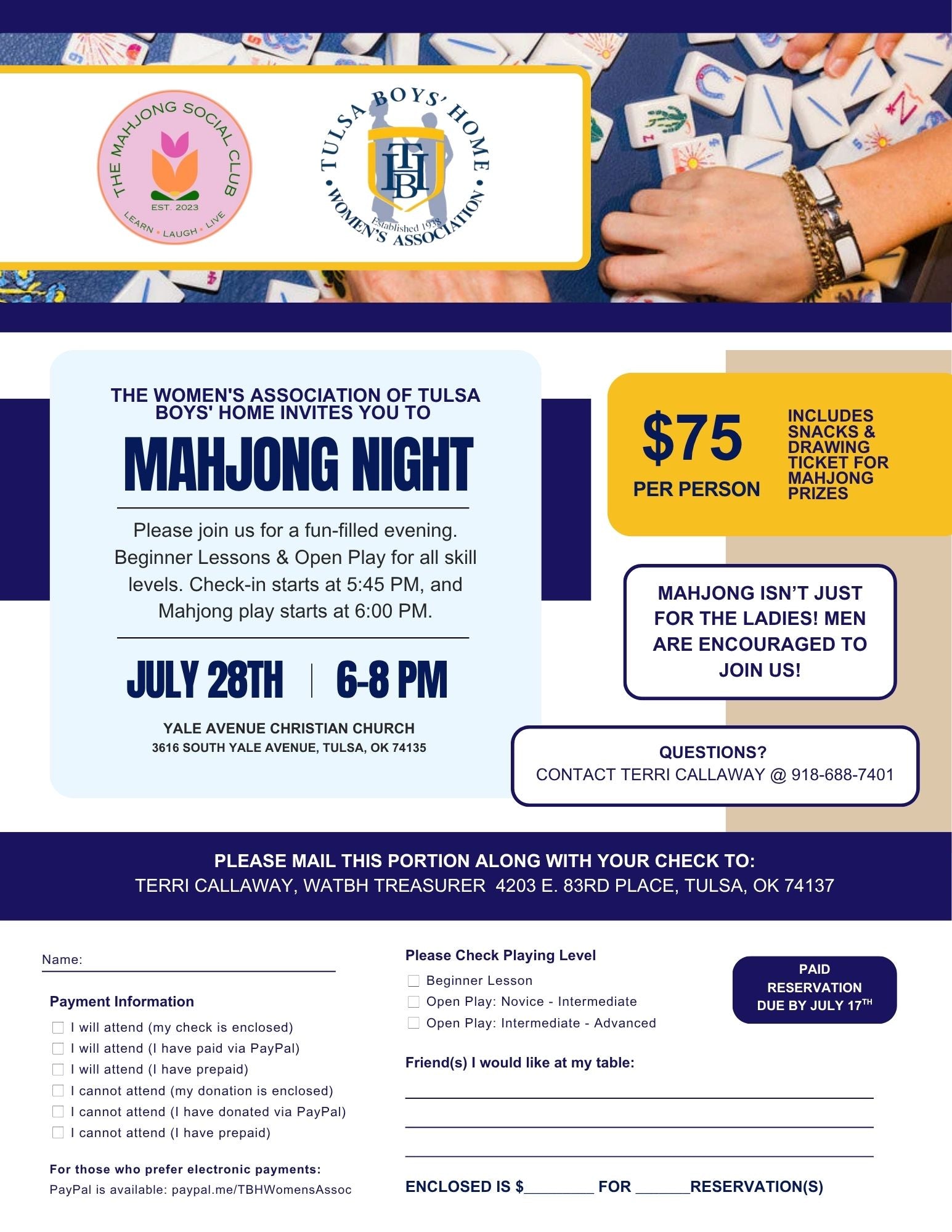 Mahjong Night with The Women's Association of Tulsa Boys' Home